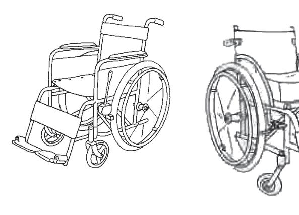 28 UDHËZUES PËR OFRIMIN E KARRIGEVE ME RROTA MANUALE NË VENDET ME BURIME TË KUFIZUARA Fig. 1.5 Karrige me rrota e dizenjuar për një përdorues të përkohshëm Fig. 1.6 Karrige me rrota e dizenjuar për një përdorues afatgjatë Fig.