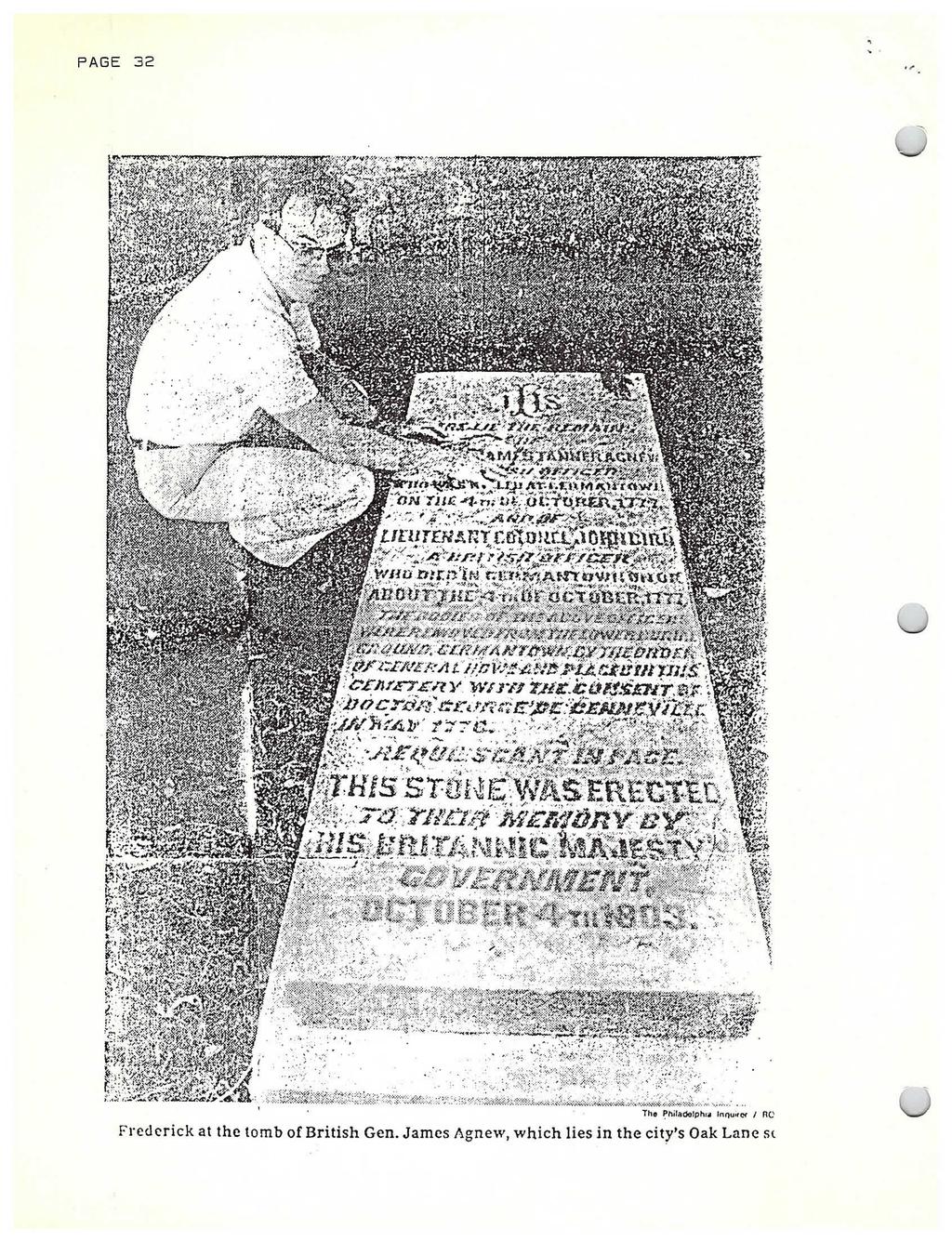 PAGE 32 0 Fl.ederick t the tomb of British Gen.