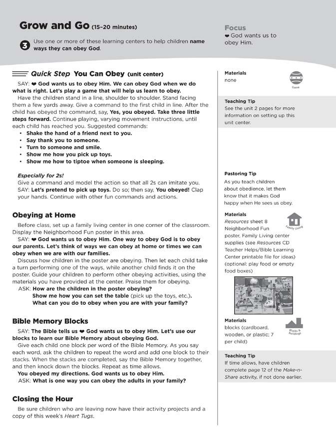 Children put the Bible story into practice. Quick Step activities are provided in steps 1 and 3.