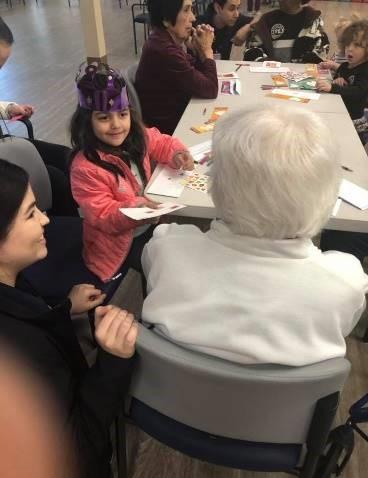In February, Trinity kids went across the way to ADAKC, and enjoyed making fun Valentine crafts with their seniors. The smiles on everyone s faces were from ear to ear.