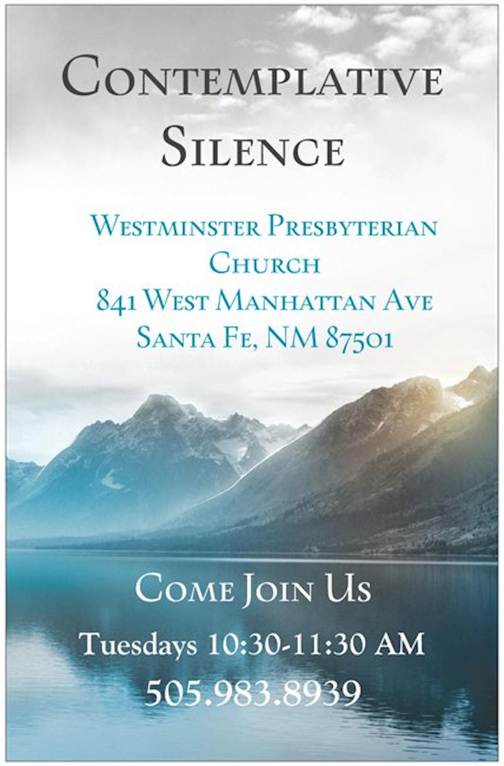 Contemplative Silence ~ Tuesday Mornings at 10:30 ~ CONTEMPLATIVE SILENCE WILL NOT MEET ON TUESDAY DECEMBER 25TH,