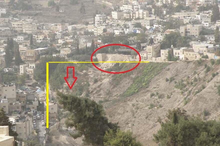 Figure 10. Hill of the City of David.16 On the left is the Kidron valley, now filled in with the rubble of destruction and centuries of erosion and dust storms.