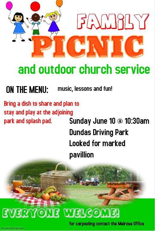 June 10 Picnic join us at Pavilion 4!