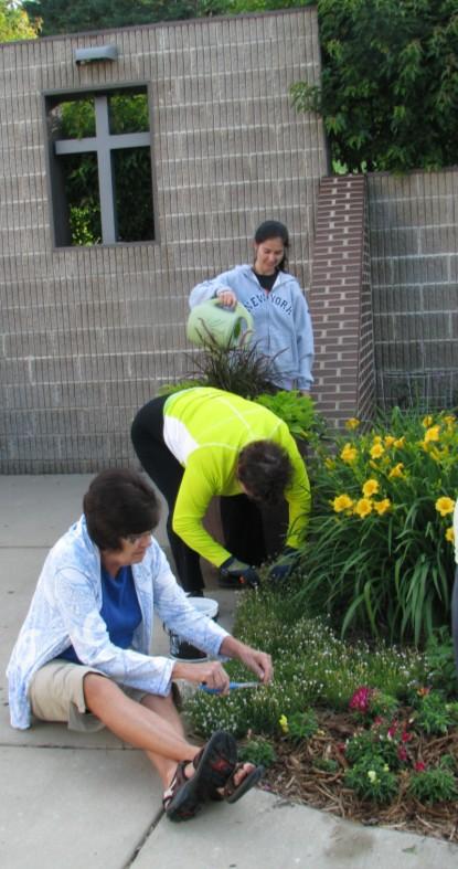 The Memorial Garden Team meets weekly to ensure this area is maintained and well cared for. Fertilizing, deadheading and trimming are some of the tasks that are accomplished on a weekly basis.
