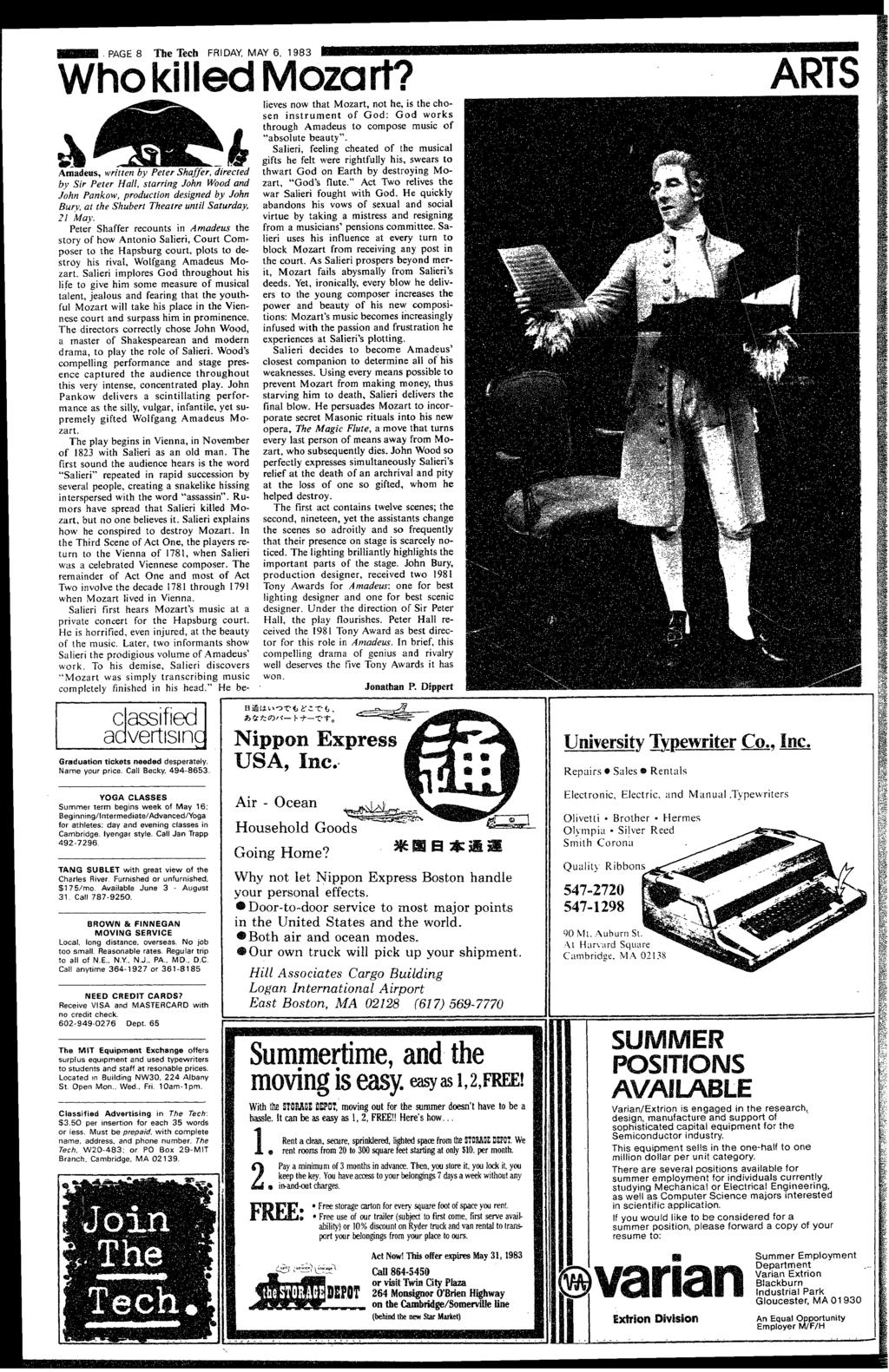 ,--' **# sbb9s ~ M-- ~C~~-, --. --- -~P~-~ql _,1 1. PAGE 8 The Tech FRDAY, MAY 6, 1983 Who k fled Mozar rt?