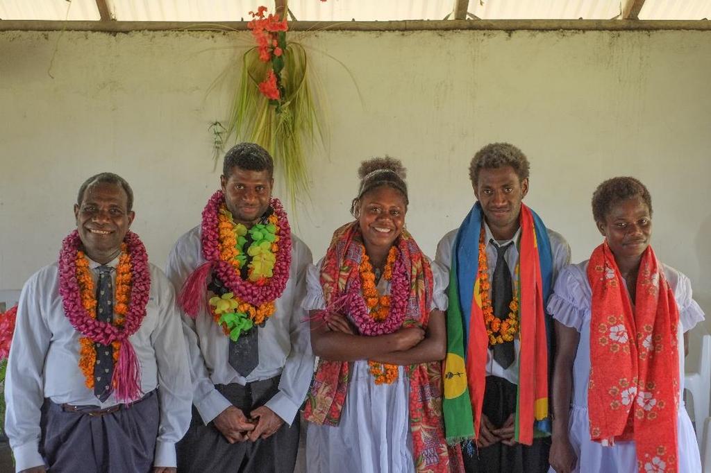 Graduates: Jimmy, James, Irene, Robert and Alice (L to R) Talemaot anthropologists call event-oriented; they place great emphasis on the witness of large gatherings around feasts, celebrations and