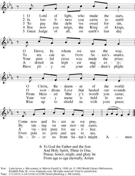 EVENING HYMN Verses 1-5 Soloists Verse 6