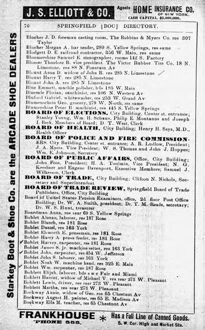 Page from 1896 Springfield, Ohio City