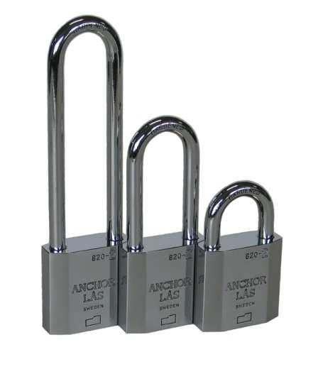 ANCHOR 820-2 Grade 3 padlock manufactured in all rust resistant materials. Suitable for locking tool boxes, lockers, trailers, power station switches and the like.