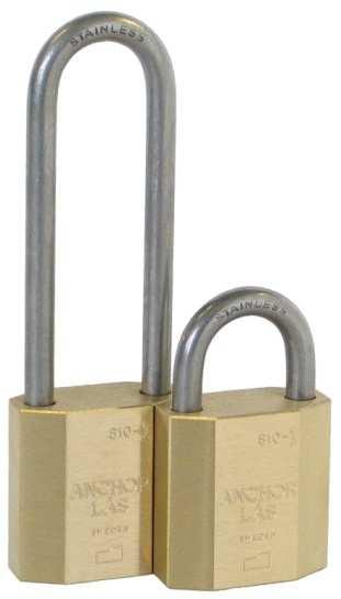 ANCHOR 810-1 Grade 2 padlock manufactured in all rust resistant materials. Suitable for locking cash boxes, tool boxes, lockers, power station switches and the like.