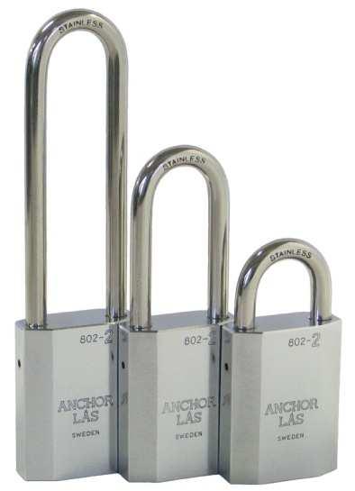 ANCHOR 802-2 Snowman Grade 3 padlock manufactured in all rust resistant materials. Suitable for locking tool boxes, lockers, trailers, power station switches and the like.