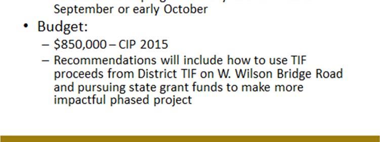 Mr. Greeson explained you will likely see a phased approach to this project; the $850,000 is bonded money in the CIP; what we want to do is leverage that to seek a variety of grant sources and also
