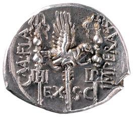 You can see it on this Roman denarius between two standards.