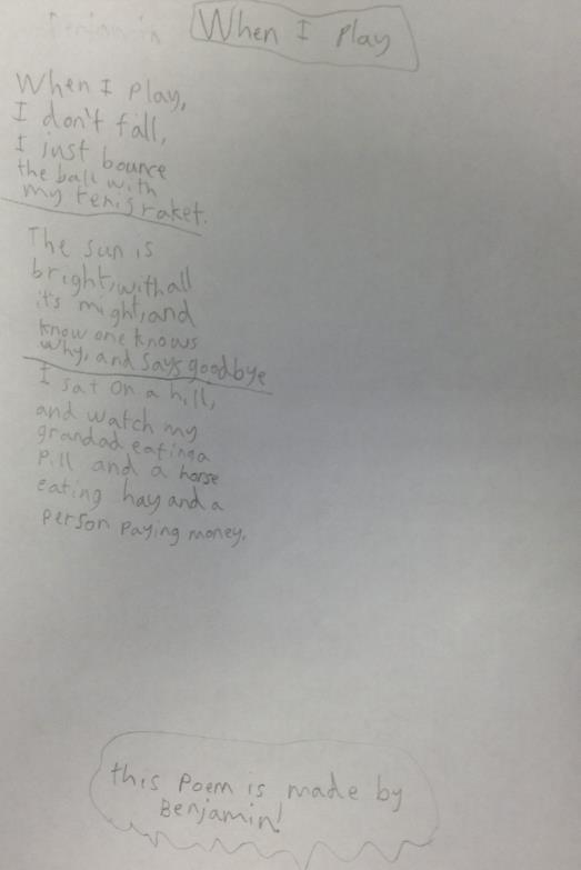 Then last of all, after we had proof-read our poems, we wrote out our final copy and