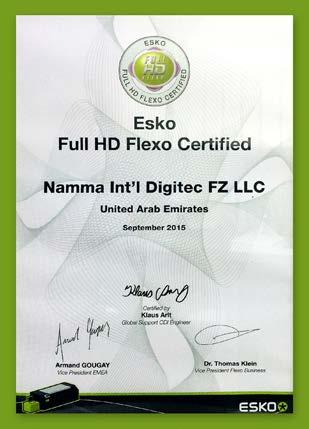 GROUP NEWS TRAINING NEWS NDIGITEC is Certified by Esko NDIGITEC is now the 1st Full HD Flexo Prepress Company in the Middle East to be certified by Esko, a global