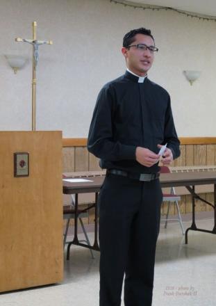 October Social Speaker We had the pleasure of meeting and listening to a Mundelein seminarian, Robinson Cortez, at our meeting last month. Robinson is originally from Columbia, SA.