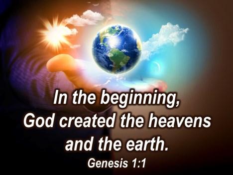 All of us together are tied into, are part of that great unity of creation. In the beginnings God creates the heavens and the earth.