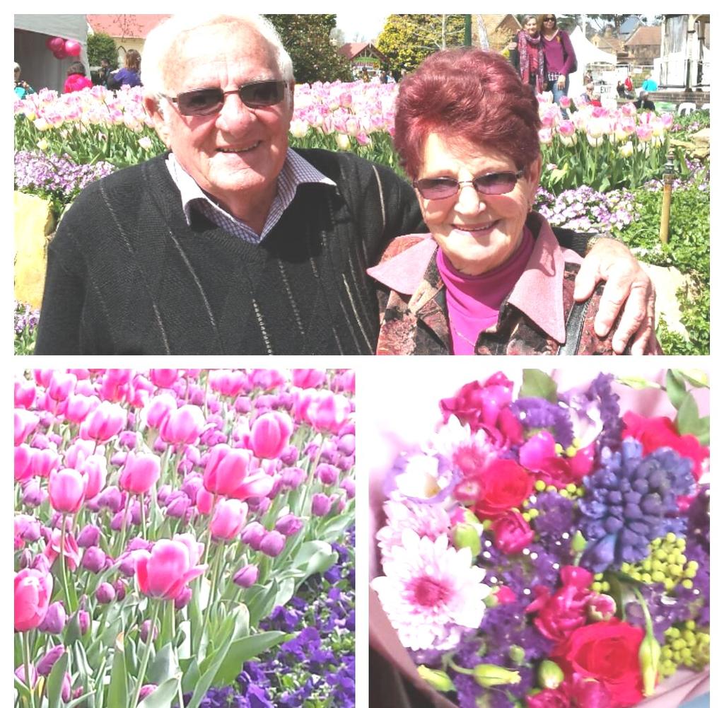 Joy and Jack Roberts at the Bowral Tulip Festival Posy of Flowers Sandi