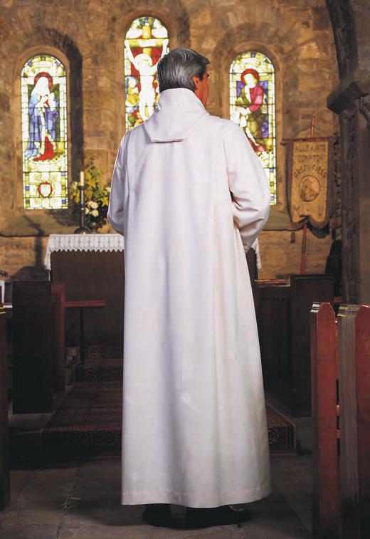 Supplied with slits to pockets, standard to all men s cassock albs and if preferred with matching 4" waistband or rope girdle.