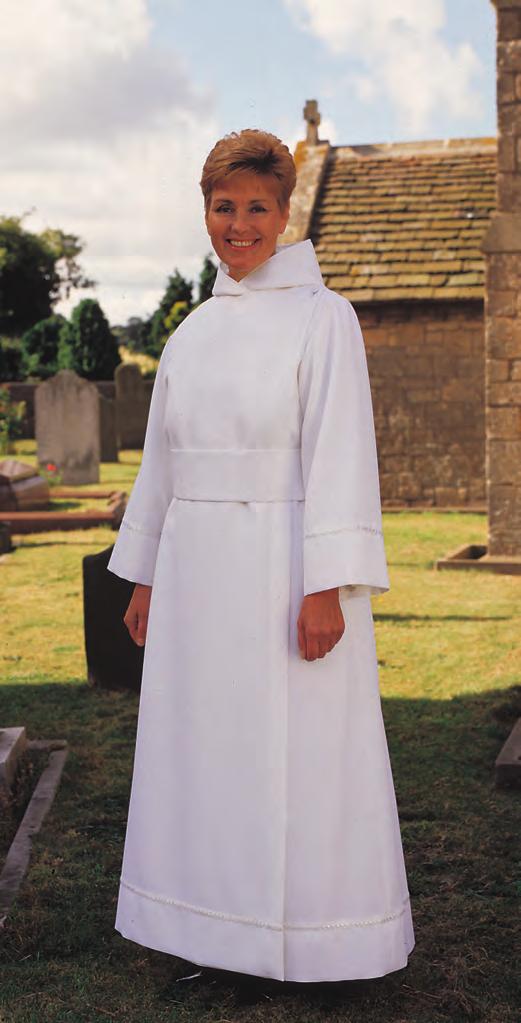 WOMEN S CASSOCK ALBS W397 W386 W387 The inclusion of self-coloured braiding to sleeves and hem introduces a distinctive feature to
