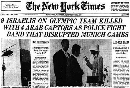 Olympics in Munich, West Germany, PLO terrorists azacked & killed Israeli athletes In an effort to stop the PLO azacks,