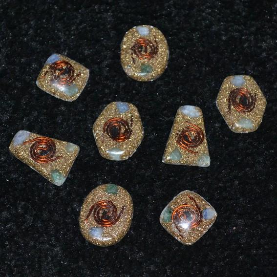 ): 3/4" x 1" (20 x 25 mm) These powerful little orgonites come with an adhesive backing which