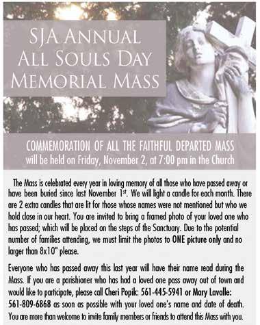 PLEASE NOTE THE NEW SCHEDULE FOR THE ALL SAINTS HOLY DAY OF OBLIGATION
