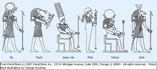 Egyptian Polytheism and the Judgment of God Egyptian Mythology Below are depictions of the major gods and goddesses found in ancient Egyptian mythology and literature.