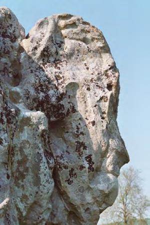 (Centre and right) Carved heads on a nearby stone, Stone 206 fine sculpture is a subtle creation because it is visible in profile only over a narrow range of angles.
