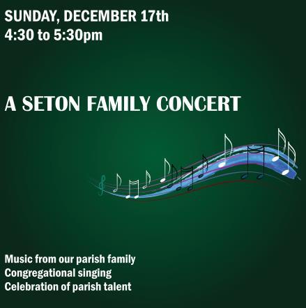 THIS SUNDAY AT 4:30 PM IN THE CHURCH! We re so grateful for the talented parishioners who have been preparing to share their gifts with us in this concert.