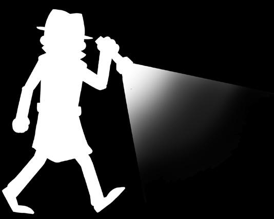 Add a detective badge to the silhouette. Attach yellow cellophane or wrapping paper to represent the flashlight beam. Print a detective badge for each student.