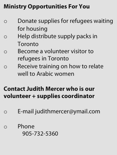 This also gives you a chance to help refugees even if your church isn t able to sponsor them.