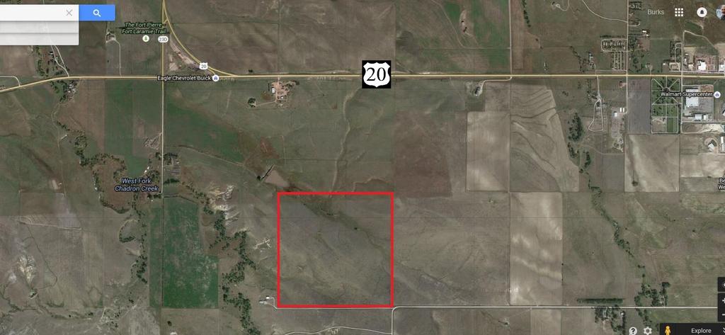 Note that this land is less than 1.5 miles from the Wal-Mart Supercenter, which is at the west edge of Chadron.