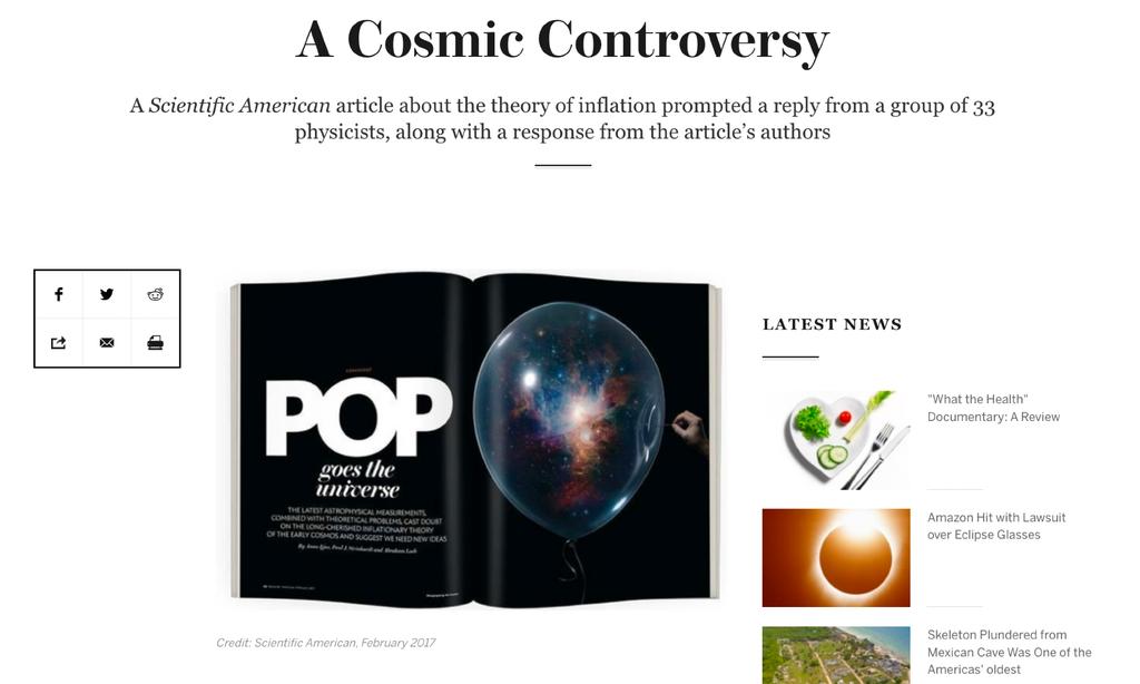 1) the rebuttal Guth, Kaiser, Linde, and Nomura; "A Cosmic Controversy";