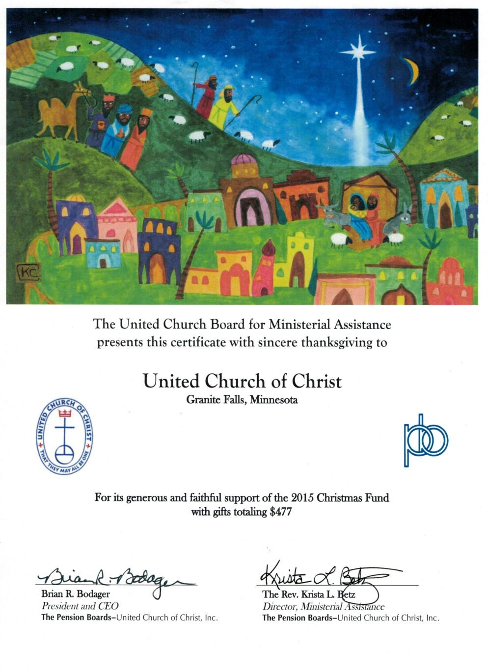 In 2015, UCC congregations and members generously contributed $1,528,481 to the Offering.