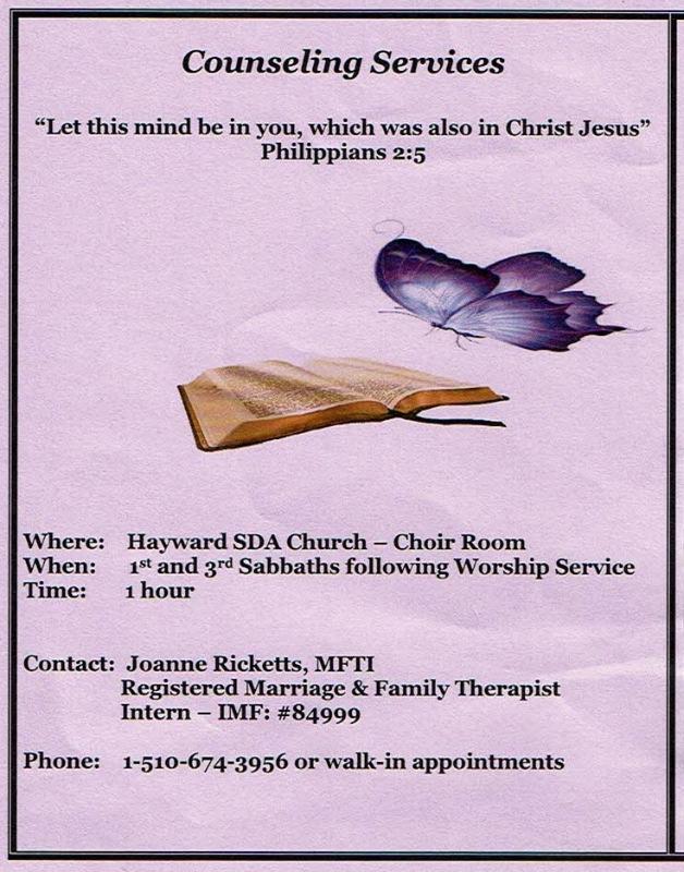 COUNSELING SERVICES This Sabbath, May