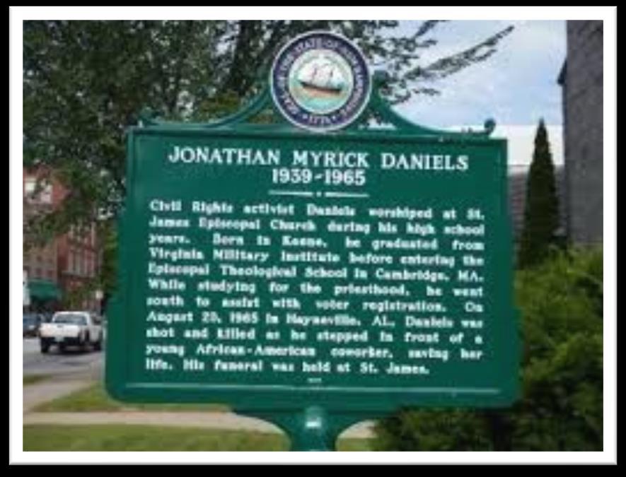 New Hampshire state historical marker honoring Jonathan Daniels