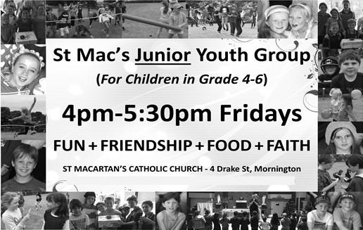 The final Junior Youth Group for 3:45pm-5:00pm 2016 will be next Friday 9th December. JOIN US FOR A CHRISTMAS PARTY. We will return in February 2017!