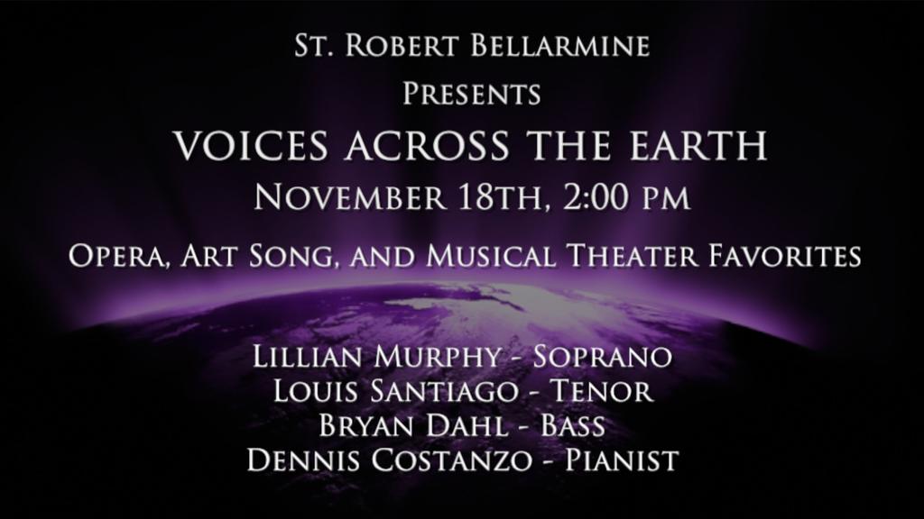 Page 6 November 18, 2018 Voices Across the Earth Concert Info Our Voices Across the Earth Concert is at 2 PM in Church this Sunday.