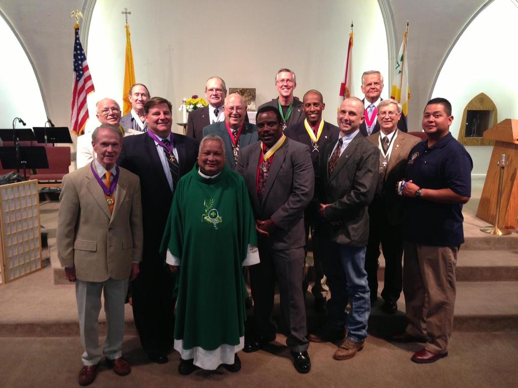 Photo from Installation Ceremony for newly elected FY-2013 Officers First row: Deputy Grand Knight - Maurice Moe Powers; Chaplain - Fr.