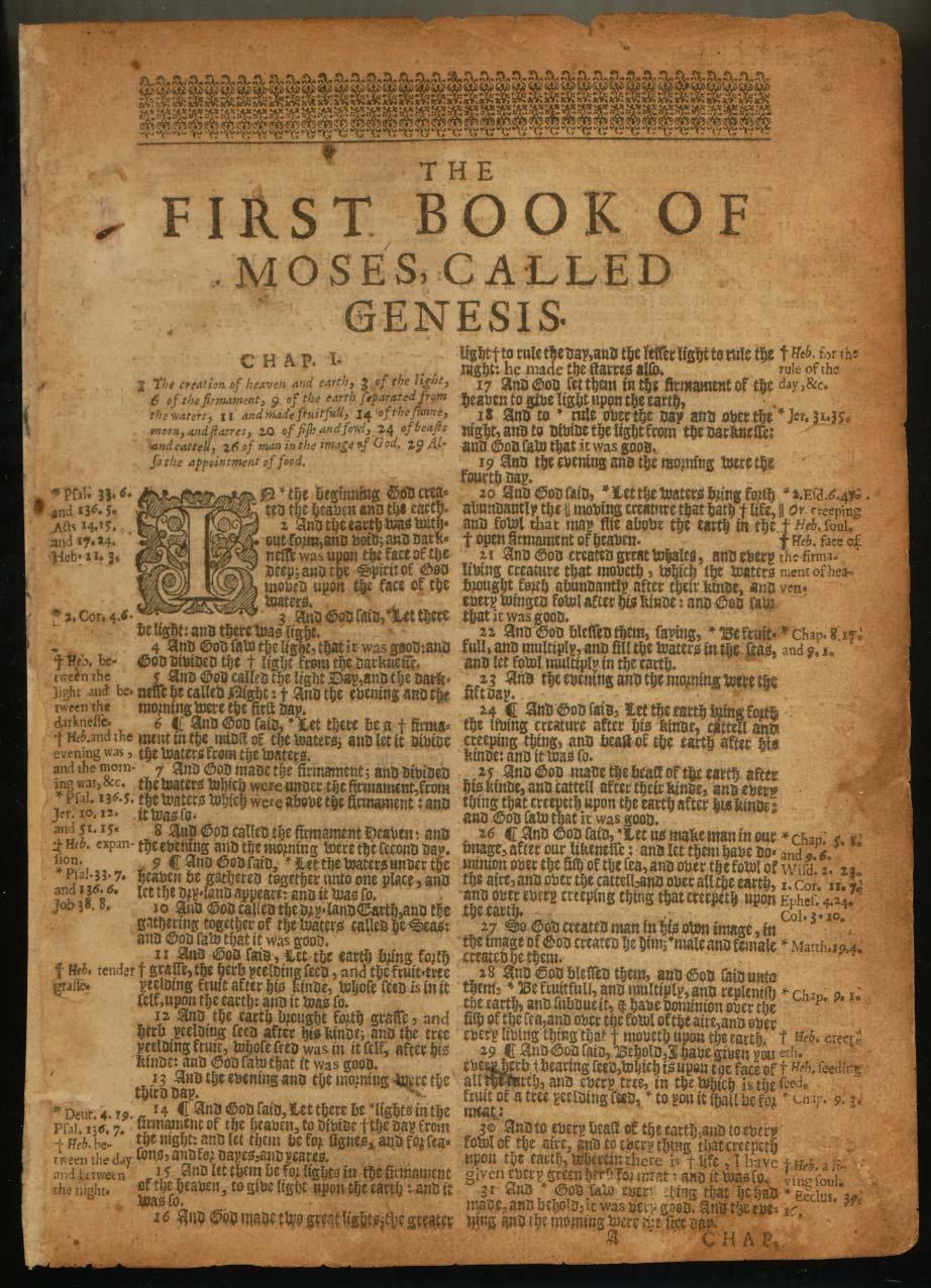 King James Bible printed before 1650 Genesis 1 & John