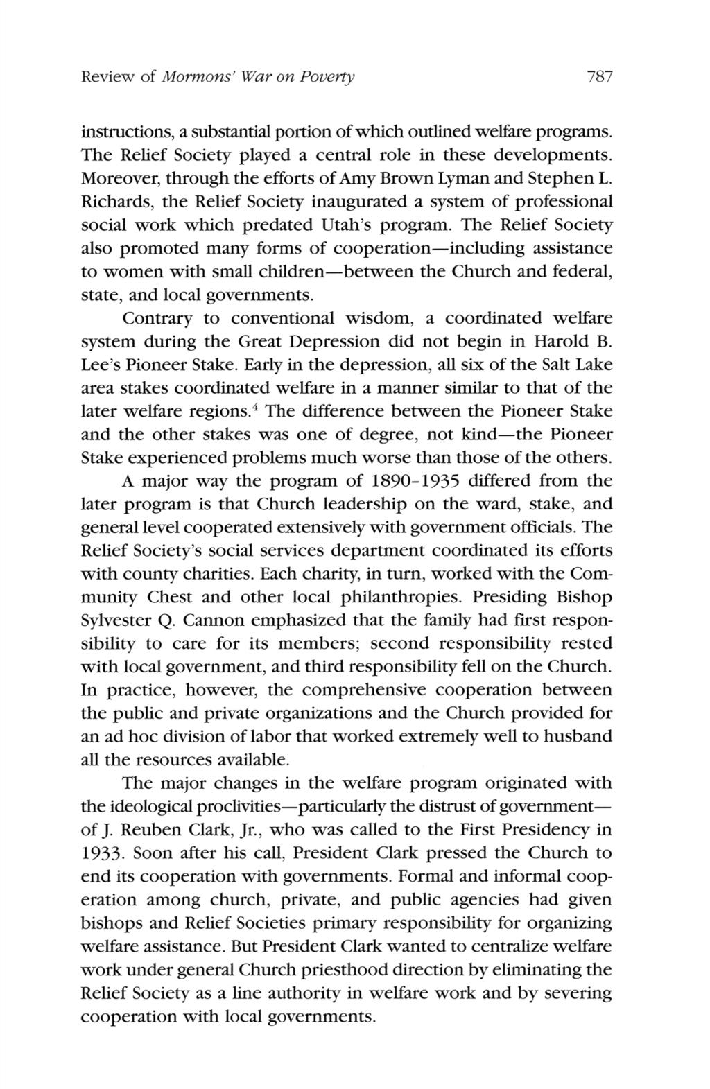 review of mormons cormons Mormons war on poverty 787 instructions a substantial portion of which outlined welfare programs the relief society played a central role in these developments moreover
