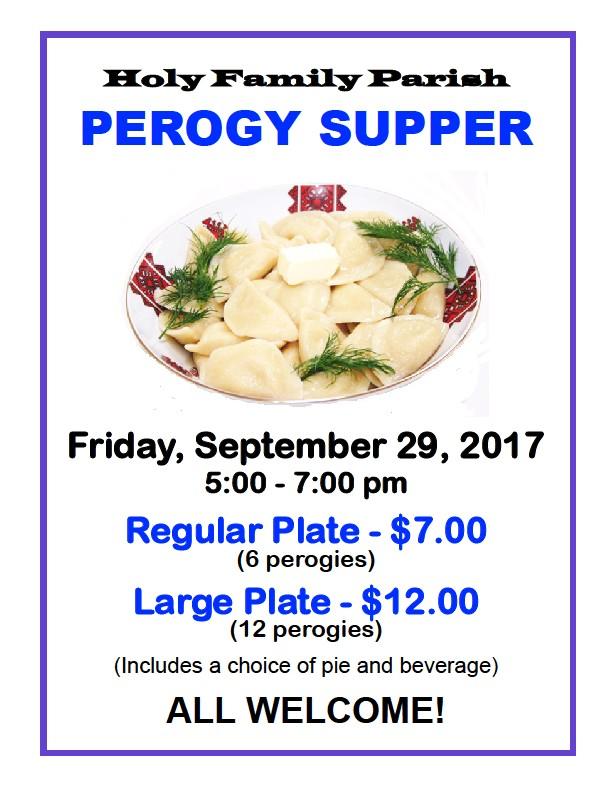 1001 Grant Avenue 28, 2018 Place Your September Perogy Order Now!