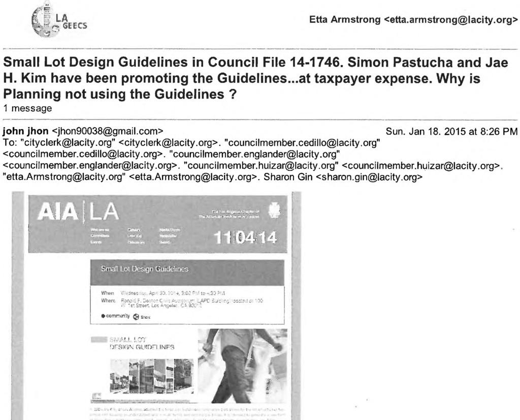 1/21/2015 City of Los Angeles Mail - Small Lot Design Guidelines in Council File 14-1746. Simon Pastucha and Jae H. Kim have been promoting the Guidelines...at.