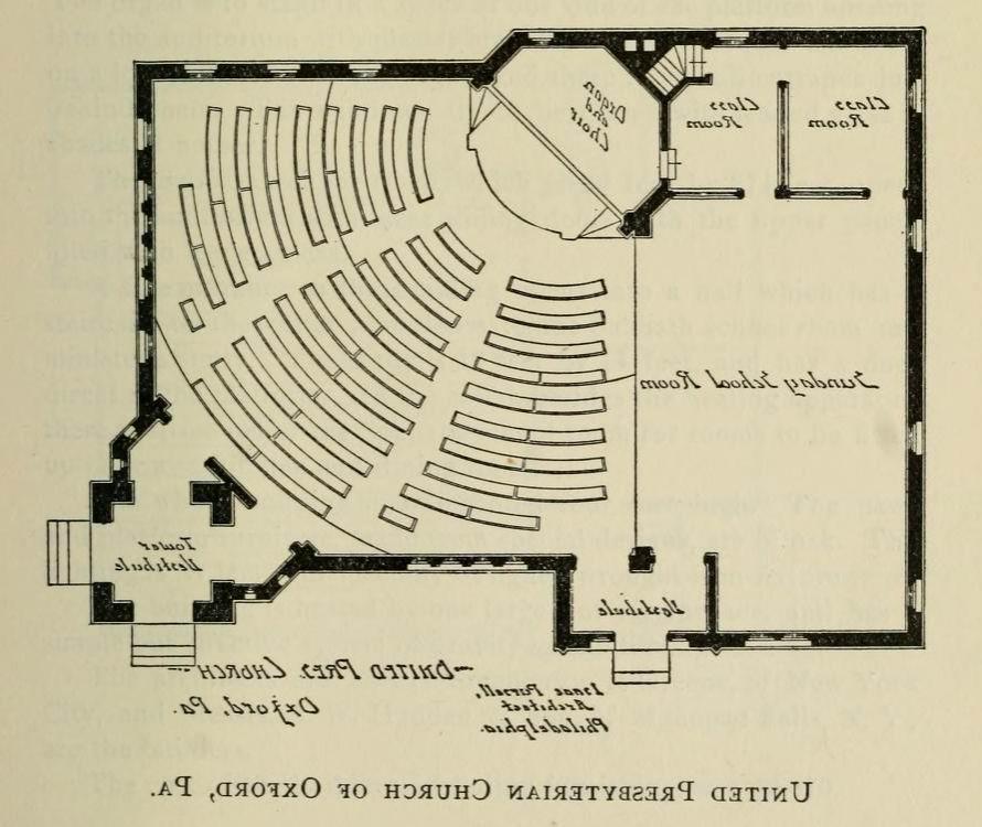 7-1894 Floorplan of United Presbyteriam Church of Oxford, PA (flipped to show similarity