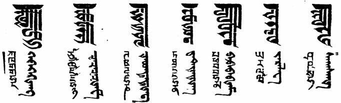 Figure 17. Examples of monograms text in Rañjana script from Gu & Shi 1995.