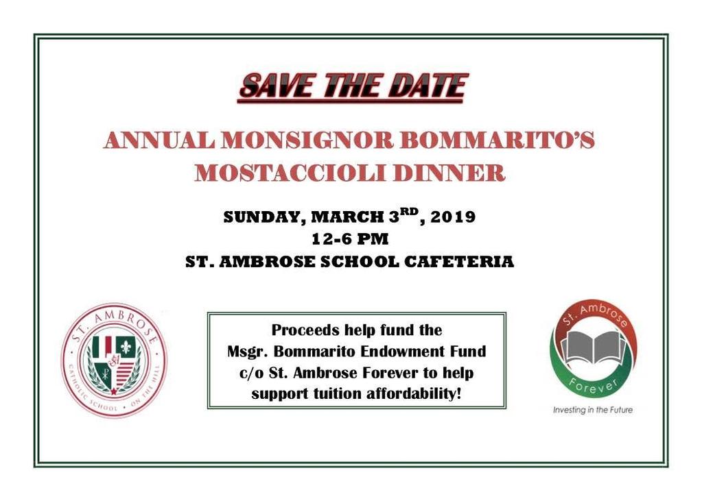 PRESALE TICKETS ARE $9 FOR ADULTS $6 FOR KIDS (UNDER 10). AT THE DOOR $10 AND $7. CARRY OUTS AVAILABLE ST. SEBASTIAN ST. FRANCIS OF ASSISI OUR LADY OF MT.