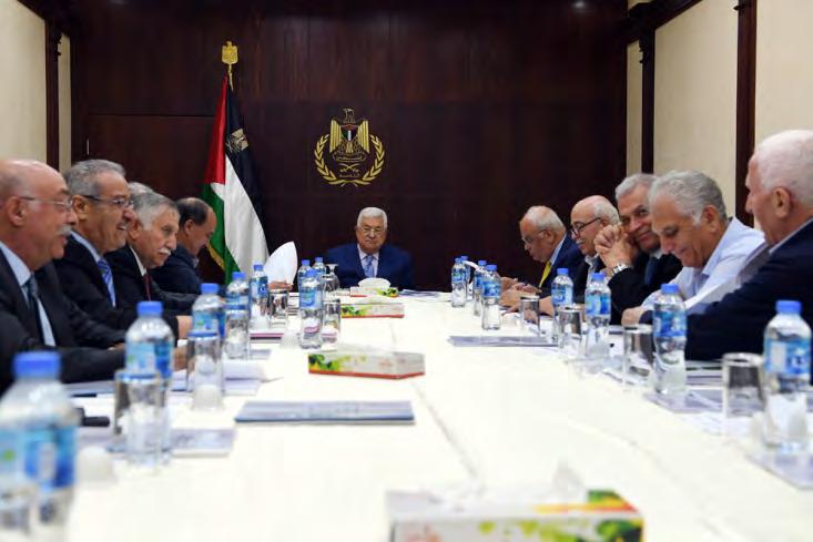 16 Mahmoud Abbas chairs a meeting of the PLO's Executive Committee (Wafa, July 28, 2018).