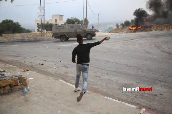 During the activity about 150 Palestinians rioted, burning tires and throwing rocks, Molotov cocktails and paint bottles at the Israeli forces, who responded with riot