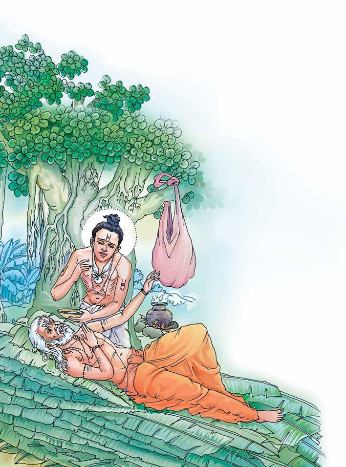 4. SERVING SEVAKRAM At the age of 11, Ghanshyam Maharaj left his home. Soon people began to call him Nilkanth Varni. During his travels, he came upon a sick old sadhu named Sevakram.
